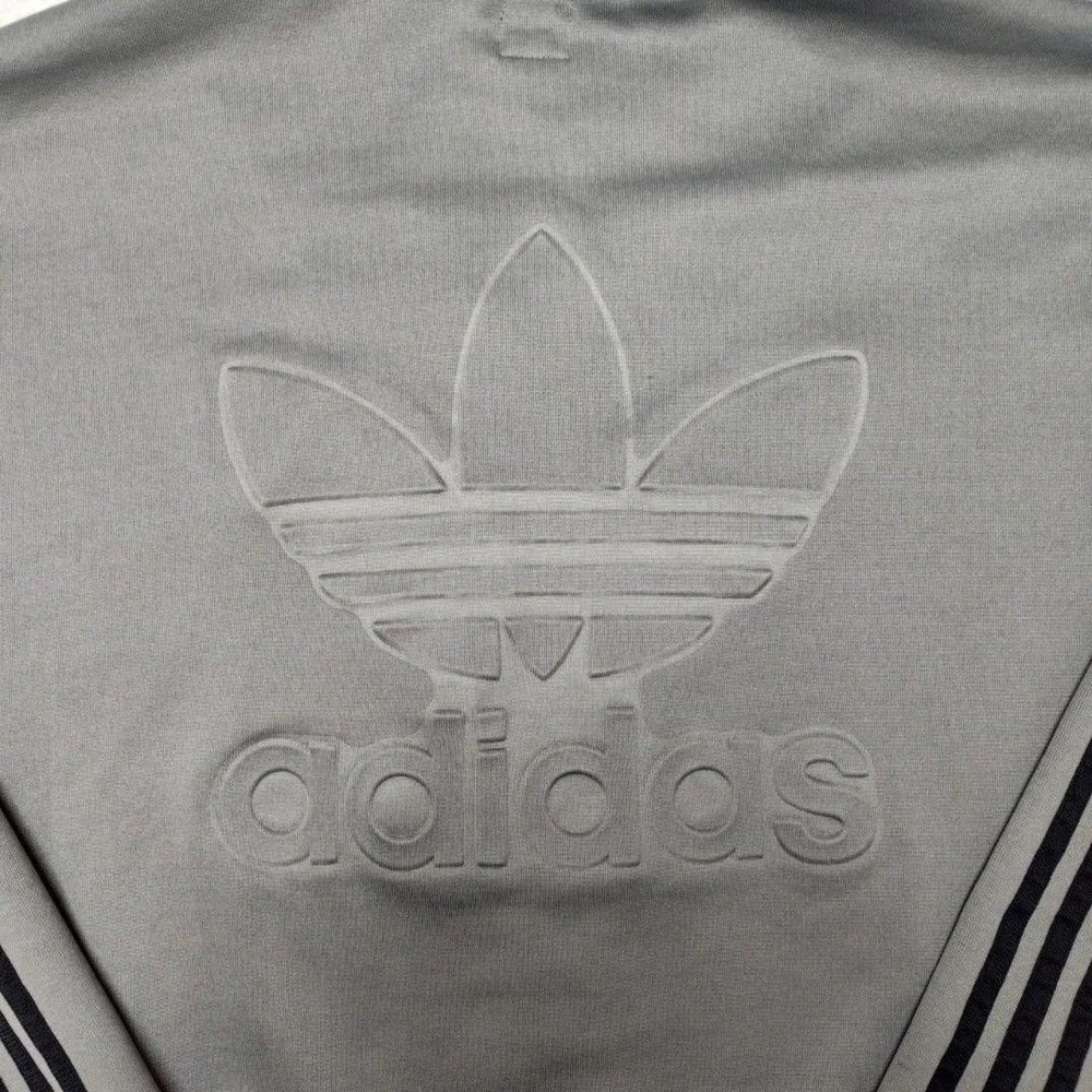 Adidas Track Jacket Mens 3XL Gray Full Zip Pockets Originals Trefoil Sweatshirt